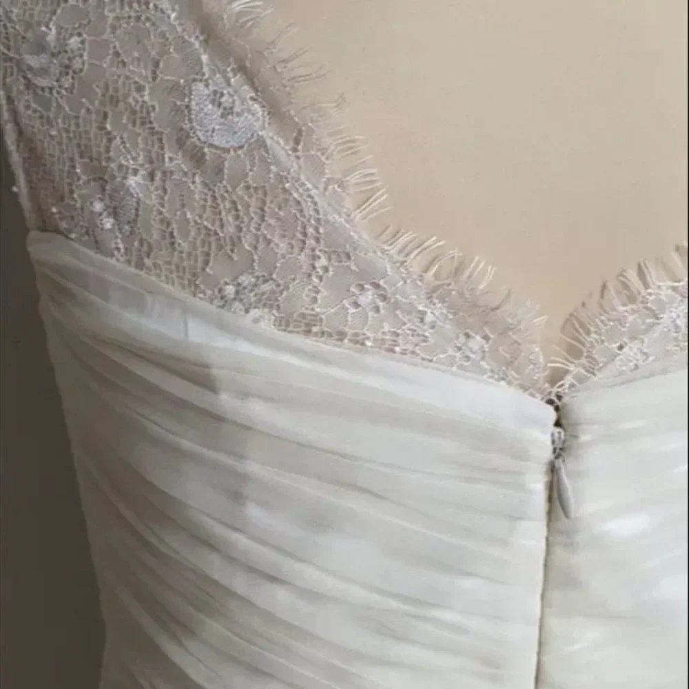 white BHLDN + HITHERTO Fleur Tulle Dress perfect for elopement or rehearsal! - Picture 9 of 11